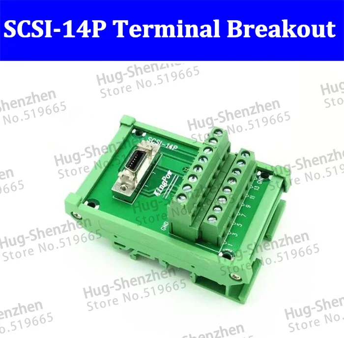 High quality SCSI 14P 14Pin CN slot 180 degree acquisition card Terminal Block Breakout Board Adapter DIN Rail Mounting 5pcs