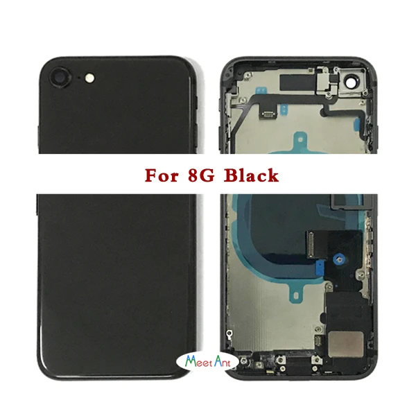 AAA Качество для iphone 8 8G/8 Plus/X задняя средняя рамка Шасси Полный Корпус в сборе крышка батареи задняя дверь с гибким кабелем - Цвет: 8G Black No Vibrator