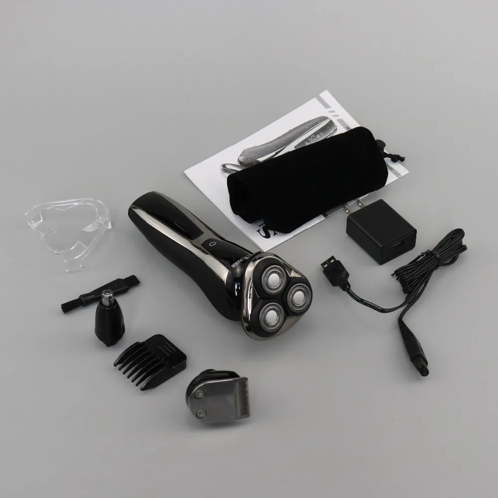 Моющаяся бритва 3 в 1 для мужчин Вращающаяся usb зарядка электрическая бороды