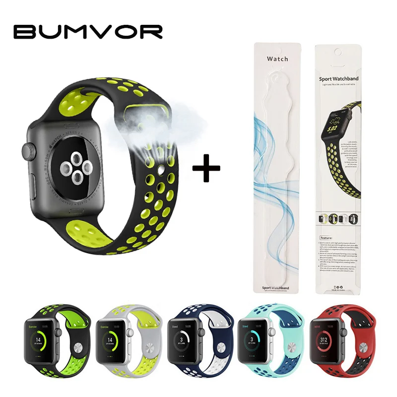 Спортивный силиконовый ремешок для часов с воздухопроницаемым отверстием