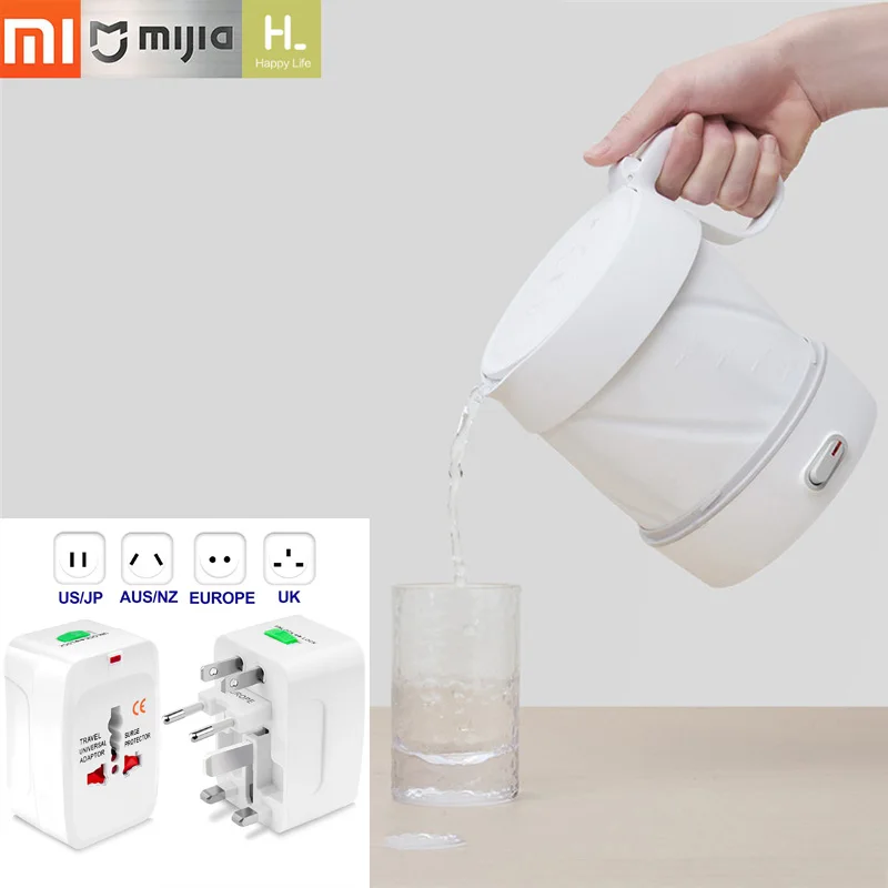 Add Adapter Xiaomi HL складной электрический чайник ручной мгновенный нагрев Электрический чайник с автоматической защитой от помех проводной чайник для дома - Цвет: Add Adapter