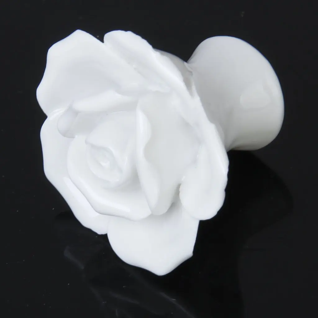 1 x Rose Flower Ceramic Furniture Cabinet Handle Pull Knob--White | Обустройство дома
