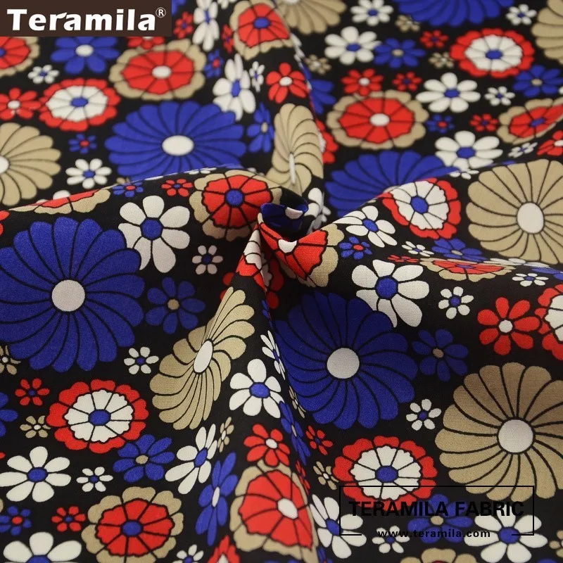 Teramila хлопок поплин Ткань Винтаж темно-Лоскутное Fat четверти метра ремесла