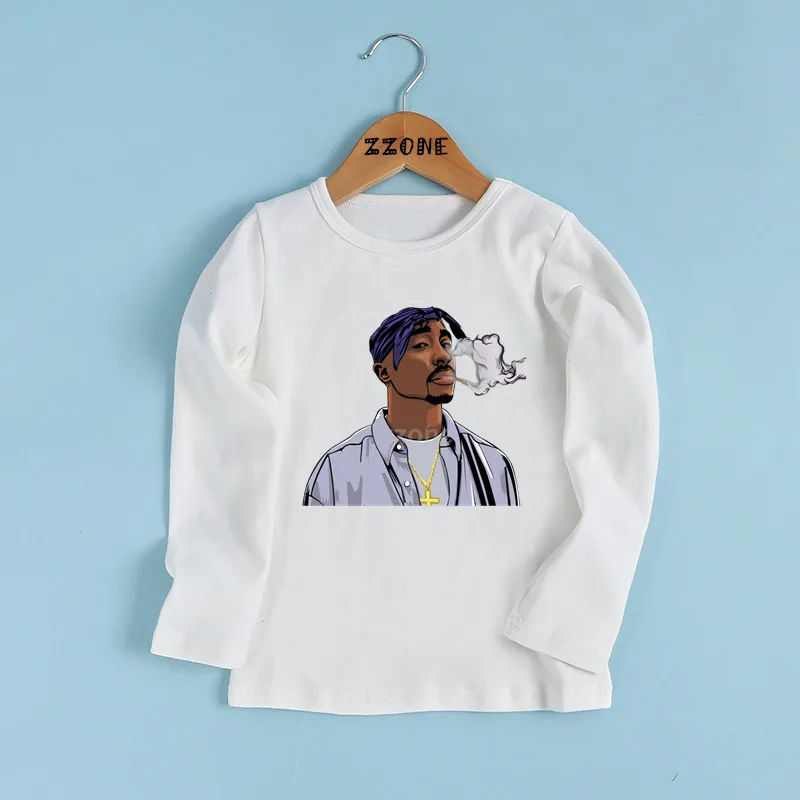 whiteI Детская футболка в стиле хип-хоп с принтом «Тупак 2pac» модная повседневная одежда для малышей белая футболка с длинными рукавами для мальчиков и девочек LKP287 - Цвет: whiteI
