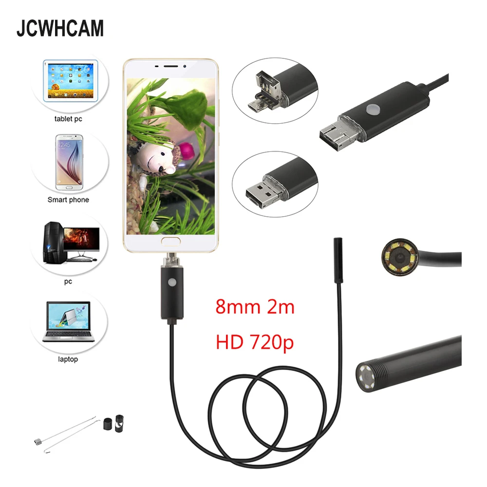 Камера-Эндоскоп JCWHCAM 2 м USB объектив 8 мм HD 720P | Безопасность и защита