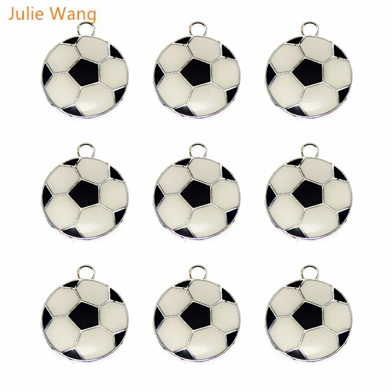 Julie Wang 40 шт. футбольный дизайн цинковый сплав эмалированная Подвеска Ожерелье