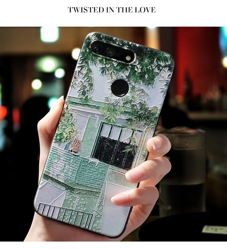 Чехол с тиснением Honor20 Green Street leaf cat для huawei HONOR 20 PRO, V20, 20i, Honor 10, V10, 10 lite, 8x чехол