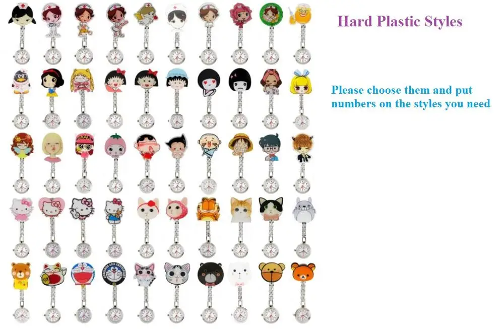 Please choose styles Модный красивый цветок 3D с рисунками зверей из мультфильмов для девочек, женская обувь для медсестры часы унисекс Доктор кармашек для часов Вешалка-зажим часы - Цвет: Please choose styles