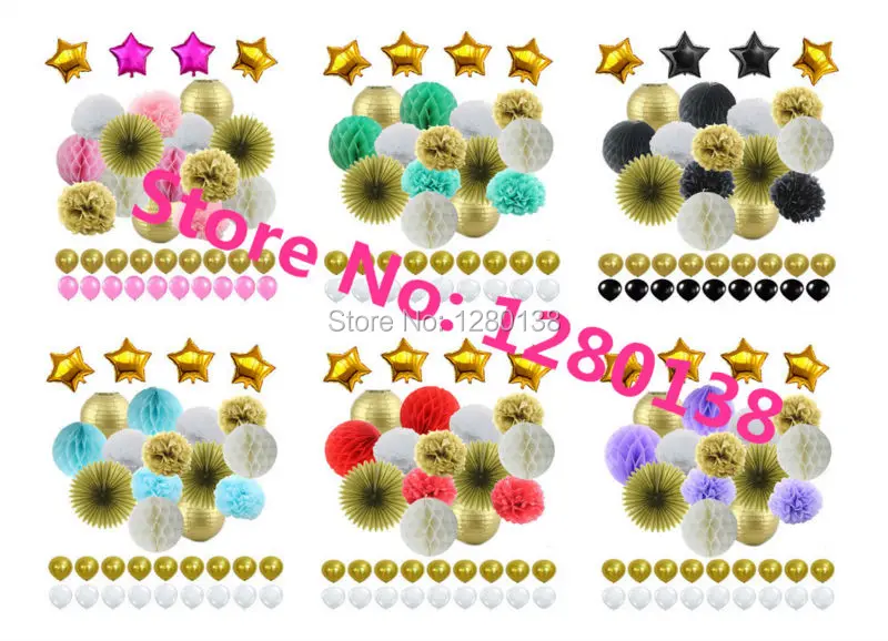 20 комплектов золотые розовые синие украшения для вечеринок Папиросные бумажные