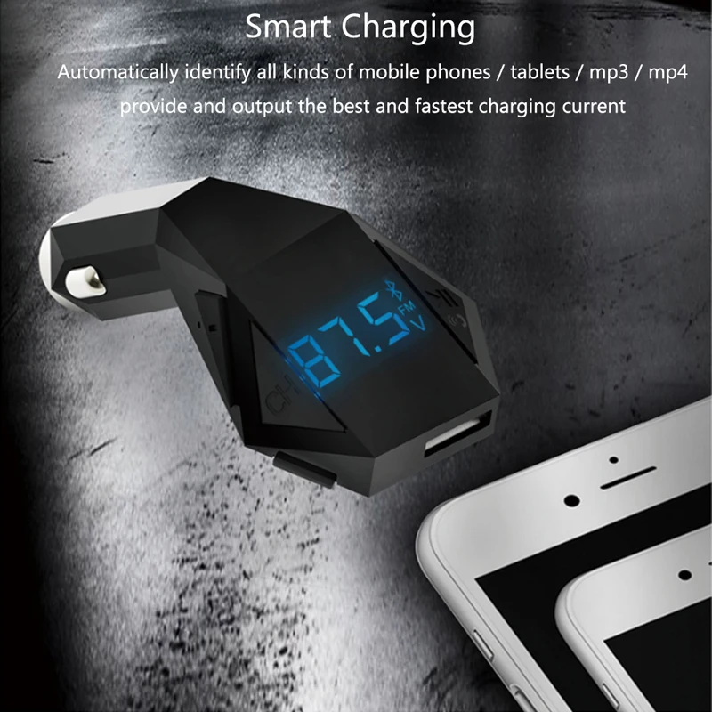fm transmitter modulator music player support tf card u disk emergency hammer wireless bluetooth car kit usb car charger free global shipping