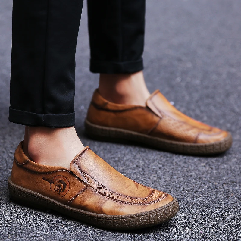 

2018 New Brand Business Men's Genuine leather Shoes Trend Fashion Men's Shoes Single Shoes Fashion Paired Lazy Shoes Plus size