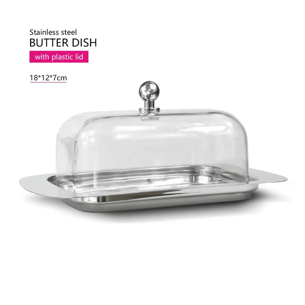 plastic lid Fissman 304 нержавеющая сталь масло блюдо коробка контейнер для сыра сервер хранения хранитель лоток с крышкой кухонная посуда - Цвет: plastic lid