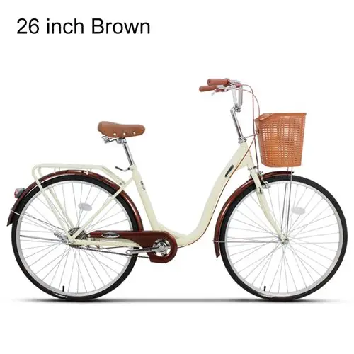 26 inch Brown Феникс 20 ''24'' 26 ''женский велосипед для взрослых Ретро городской студенческий велосипед барабанный тормозной велосипед для женщин bisiklet bicicleta bicicletas - Цвет: 26 inch Brown