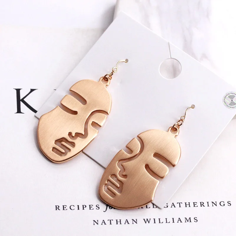 Statement Classic Big Face Earrings Fashion Gold Color Alloy Head Drop Jewelry Accessory for Women High Quality | Украшения и