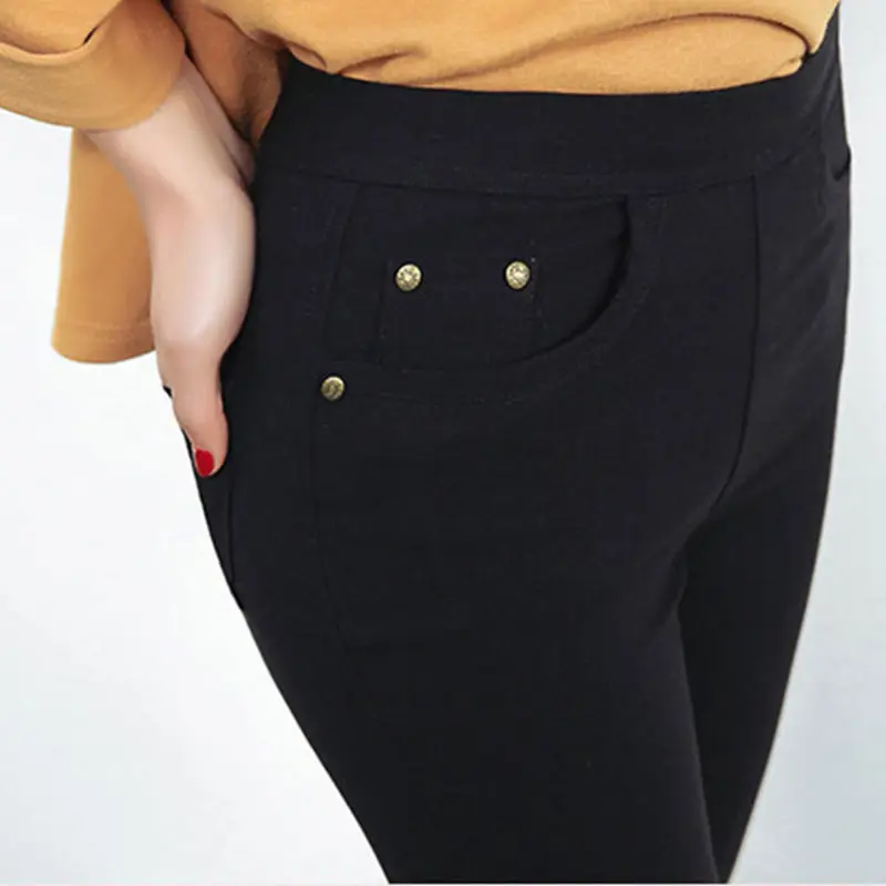 Black FSDKFAA зимние леггинсы размера плюс 6XL женские штаны черные панковские толстые Джеггинсы модные леггинсы с высокой талией - Цвет: Black
