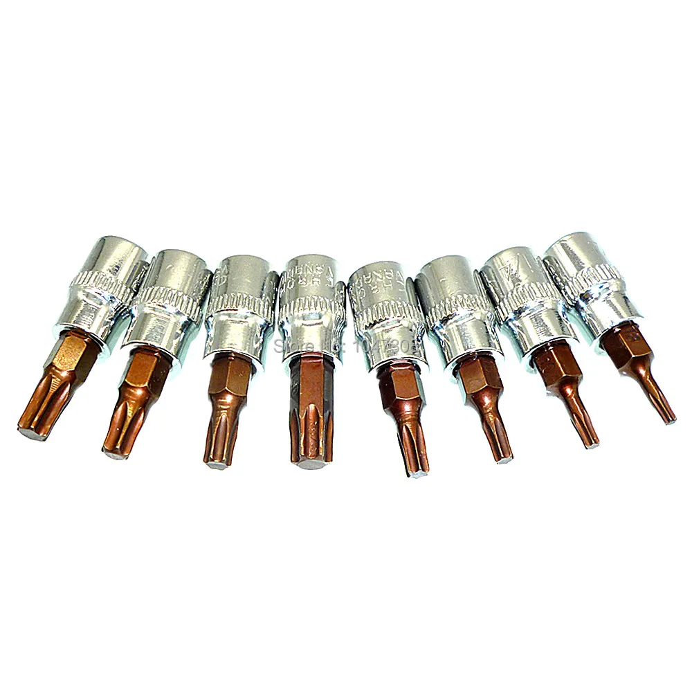 8 шт. Torx розетки Набор бит 1/" 6,35 мм привод звездообразная гнездо набор T8 T10 T15 T20 T25 T27 T30 T40 метрические Torx Бит гнездо таможенный приходной ордер Биты
