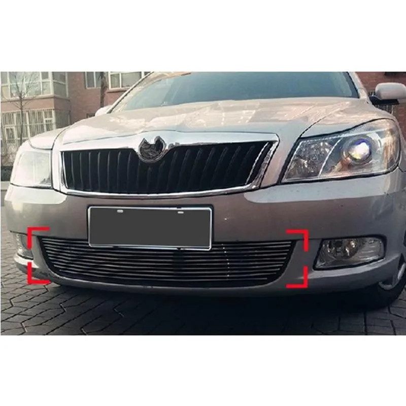 Для Skoda Octavia 2010 2014 Высококачественная передняя решетка из нержавеющей стали для