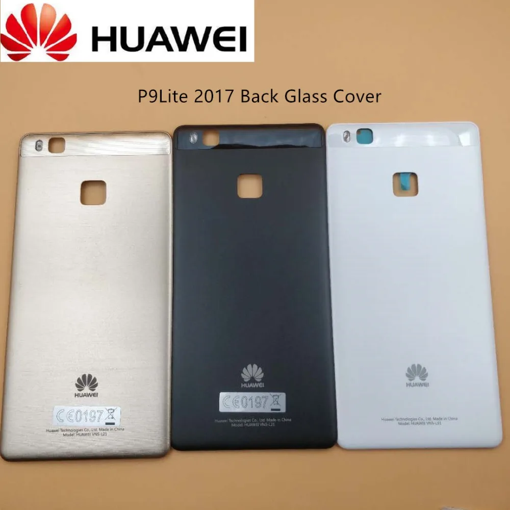 Оригинал Huawei P8 Lite 2017 Задняя крышка батареи задняя дверь для P9Lite стеклянная Корпус