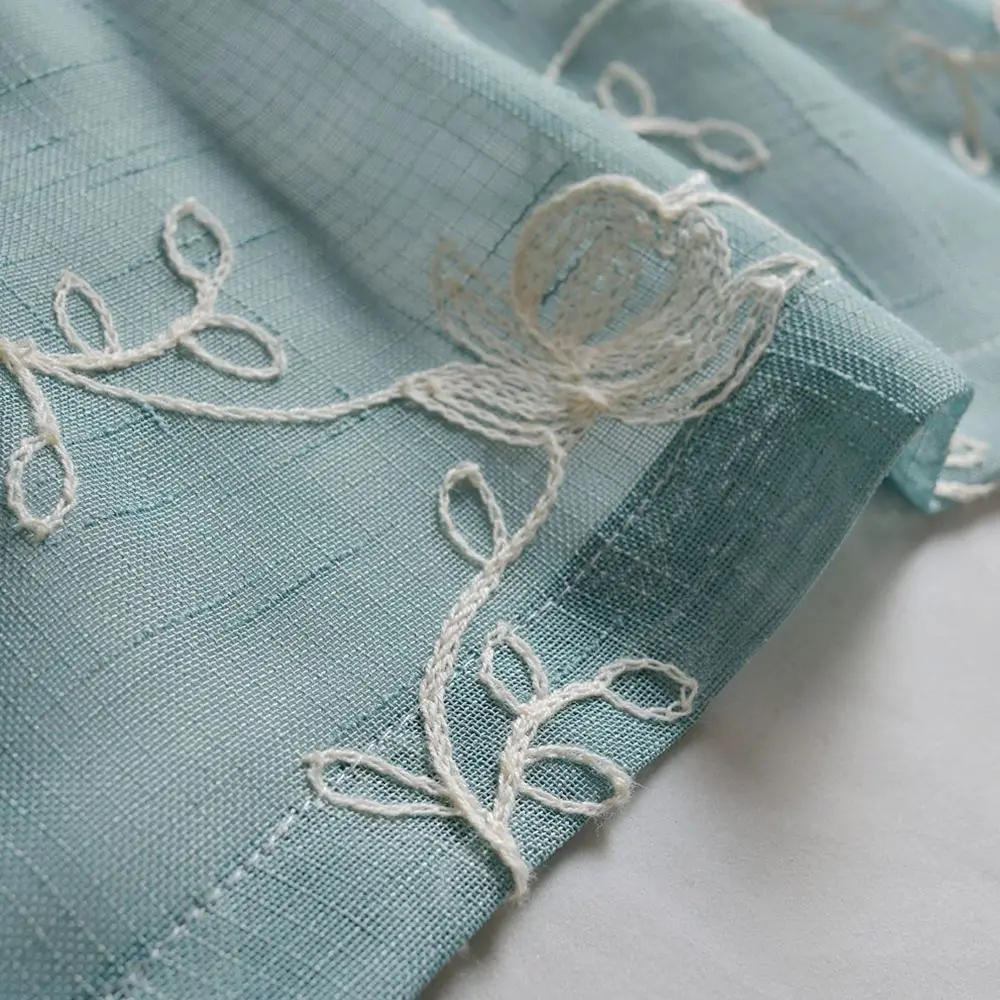 

Flowers Embroidered Grey Tulle Curtain In Bedroom Living Room Window Sheer Curtain 2 Colors Custom Made