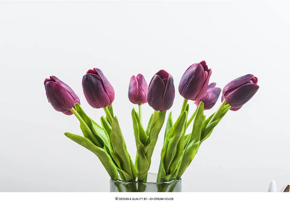 Настоящее сенсорный искусственная PU Tulip стволовых-1" Длина искусственные цветы, декоративные DIY искусственный цветок стены дома рождественские украшения цветы