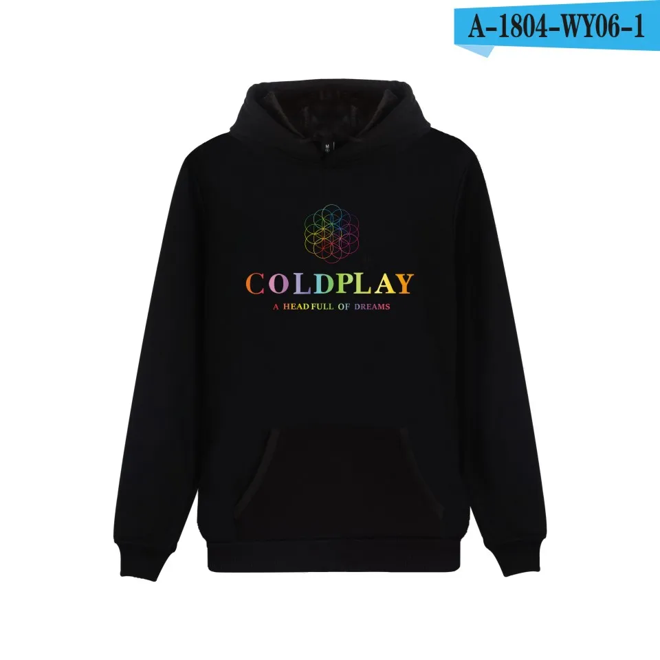 Coldplay толстовка с капюшоном мужская Популярная рок-группа повседневные теплые зимние толстовки Мужская мода хип-хоп Уличная одежда Coldplay - Цвет: Black