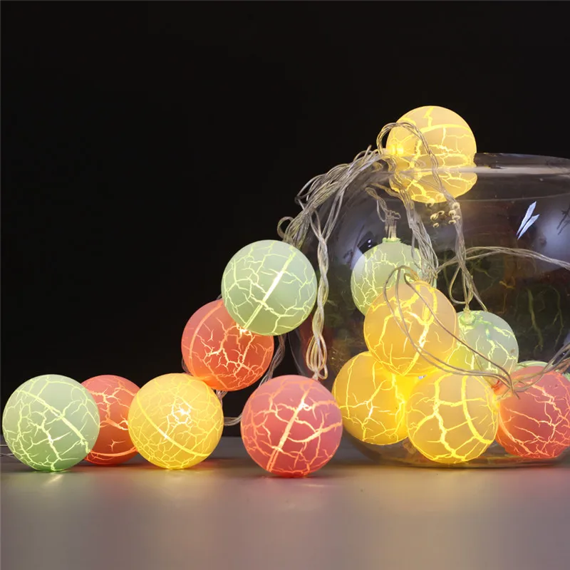 Battery Operated String Lights 2.5M 10 LED Crack Balls Fairy for Bedroom Garden Christmas Wedding Holiday Decoration | Лампы и