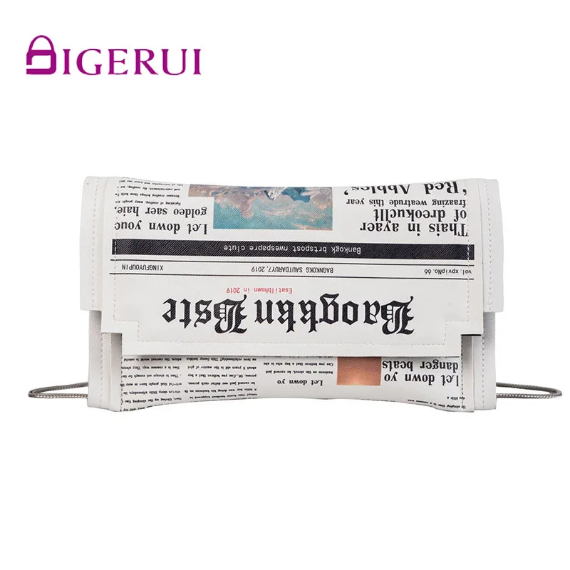Женская сумка мессенджер DIGERUI повседневная через плечо с принтом газет клатчи на