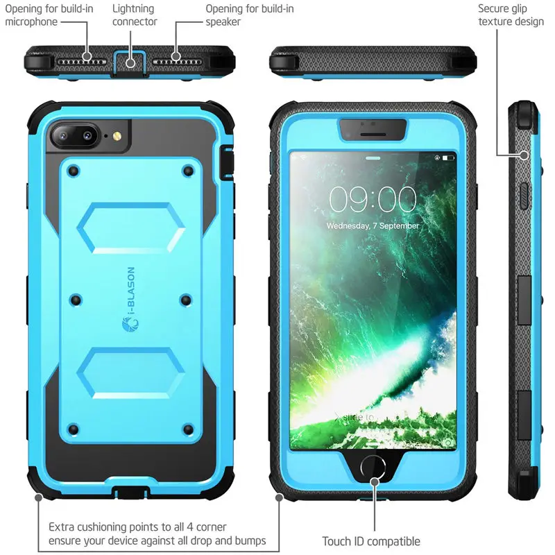 Для iphone 7 Plus/8 Plus, Чехол i-Blason Armorbox, полный корпус, сверхмощный ударопрочный бампер, чехол со встроенным протектором экрана