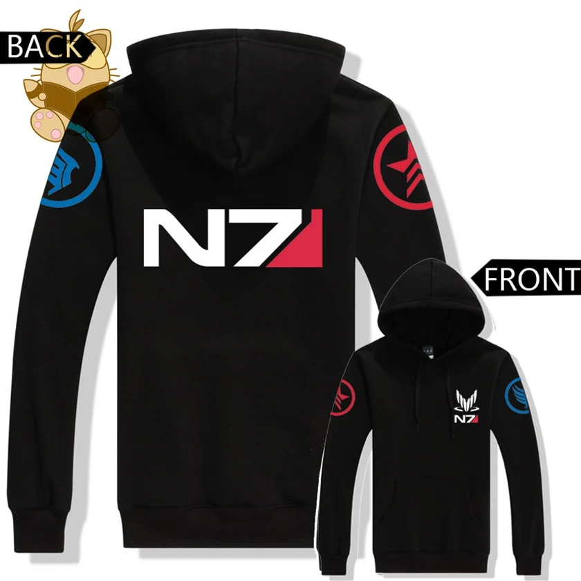 Мужские хлопковые черные толстовки с капюшоном Mass Effect 3 N7 Paragon новая Толстовка