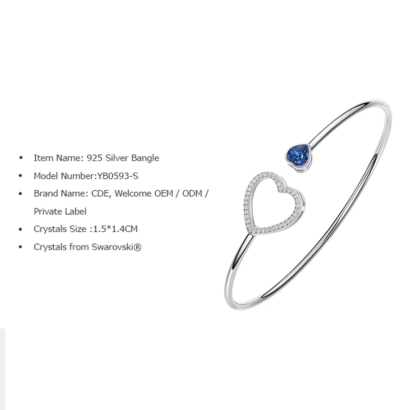 CDE украшенный кристаллами Pulseras Mujer Moda Стерлинговое Серебро 925 пробы браслет с