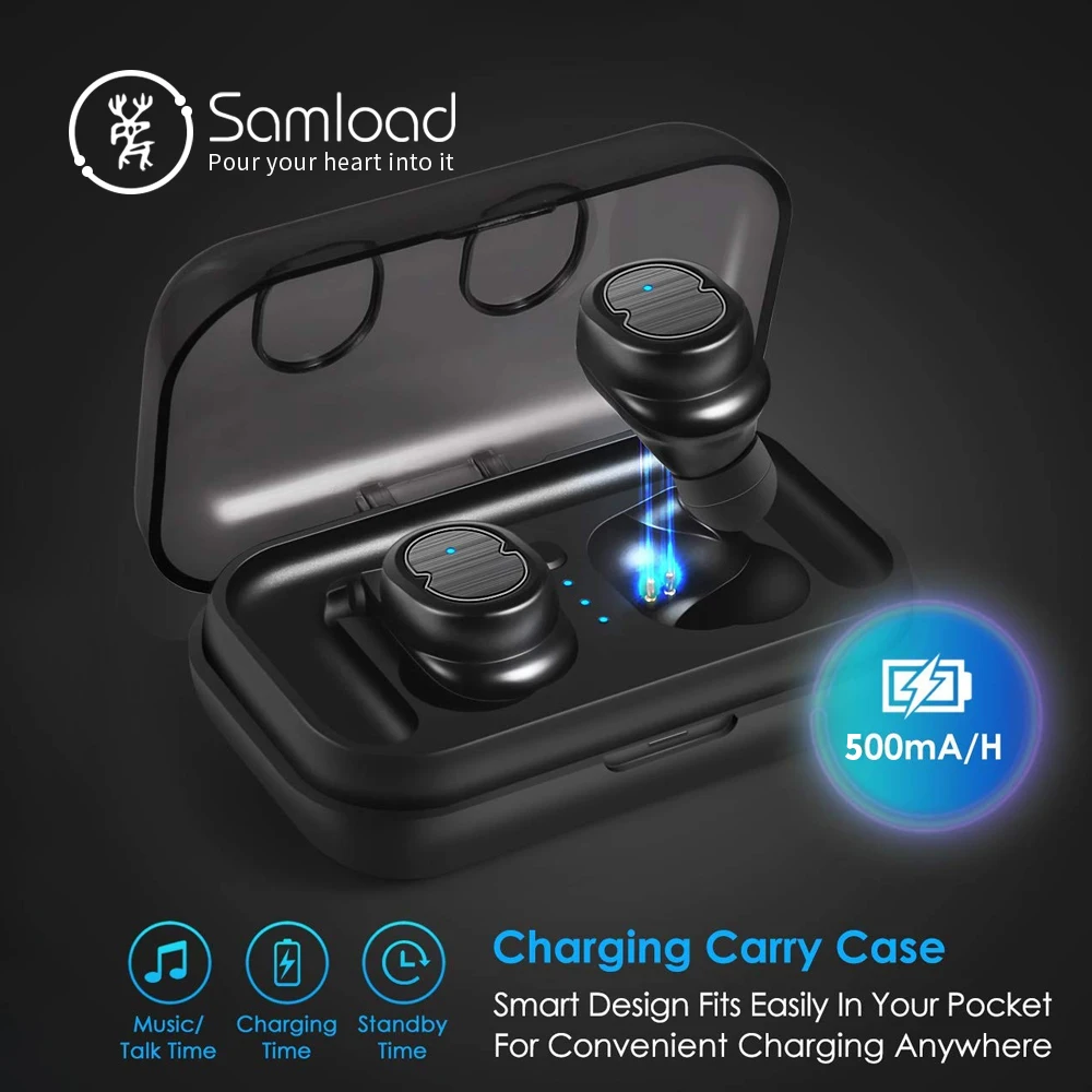 Samload Bluetooth 5,0 беспроводные наушники беспроводные настоящие беспроводные наушники глубокий бас HiFi 3D стерео звук для iPhone 7 Xiaomi sony