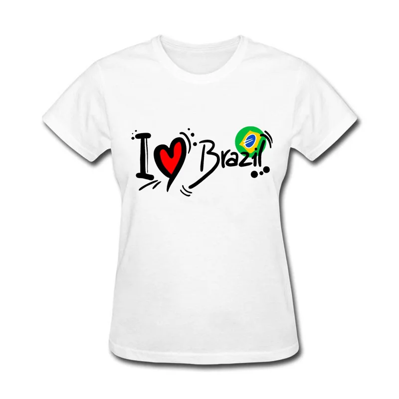 Модная летняя стильная забавная футболка из хлопка с надписью I Love Brazil для