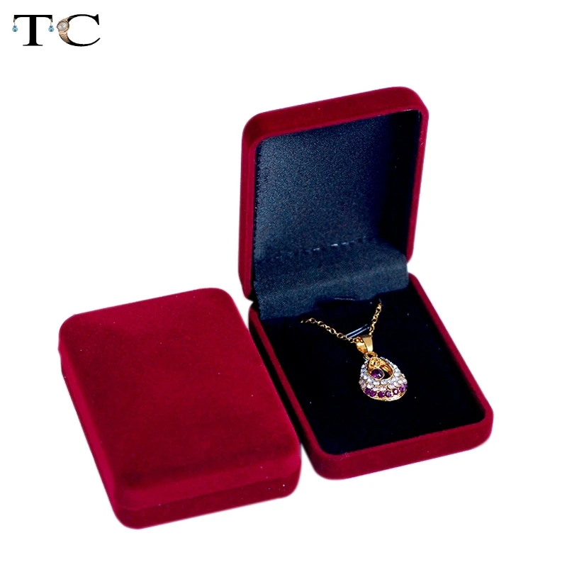 Высококачественная бархатная коробка темно Красного цвета квадратная для