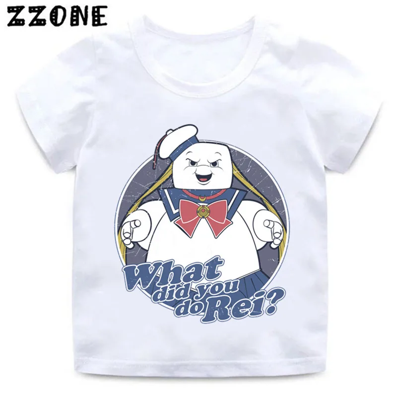 whiteG Kids Stay Puft/забавная одежда футболка для мальчиков и девочек с принтом «Старая школа», с логотипом привидения Летняя Повседневная футболка для малышей-5224 - Цвет: whiteG