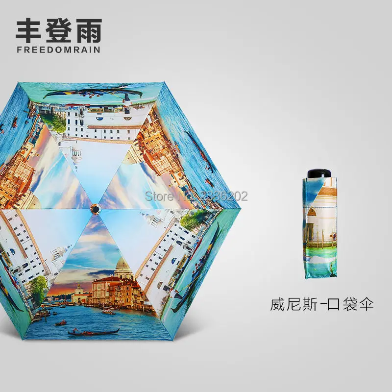 Бесплатная Доставка Карманный Мини Сверхлегкий свежий Пять складной Зонт Три