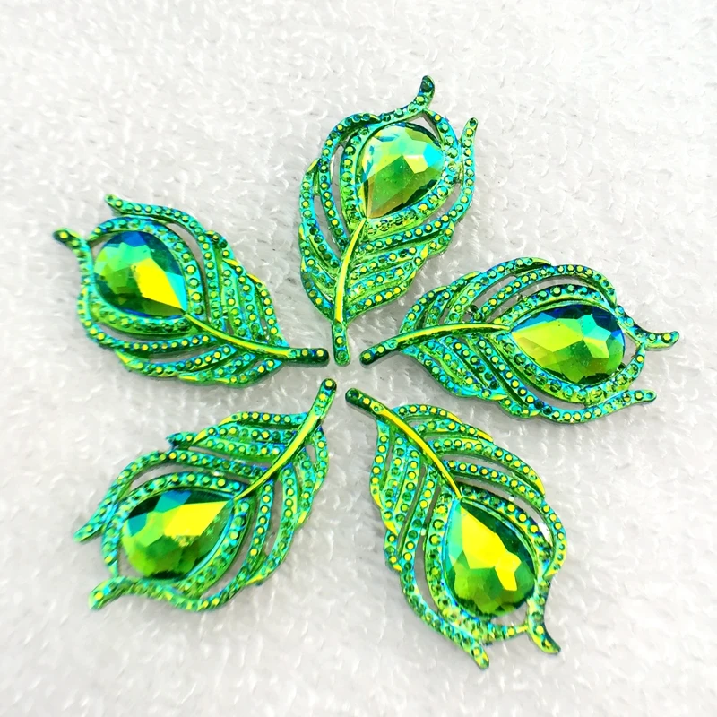 B076 Шикарные 20 шт 20*38 мм милые AB лист и Феникс вниз rhinestononeflatback Кнопка кабошон Аппликации/Свадебные украшения Ремесло - Цвет: B076