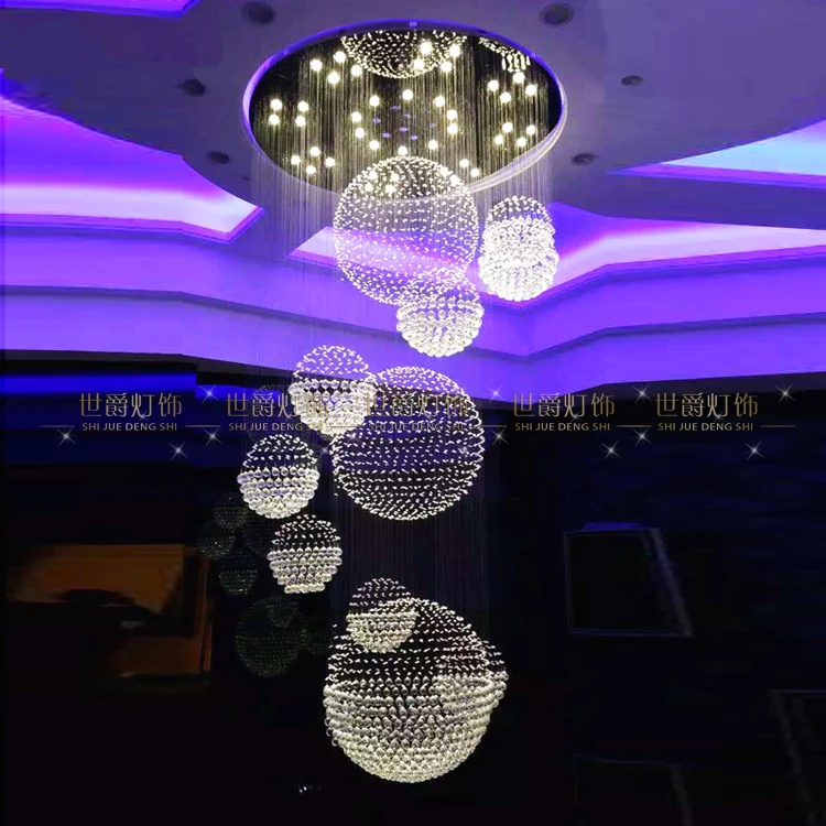 Villa Hall Chandelier Duplex Building Large Ball Crystal LED Stair Hotel Lobby Project LAMPS | Лампы и освещение