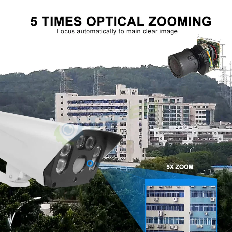 5MP 2 8 ~ 12 мм 4xZOOM Автофокус Водонепроницаемый POE IP Камера длинные ночное видение H.264