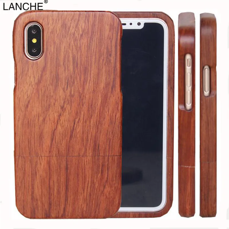 LANCHE Natural Wood Case For iPhone 7 6 6s 8 Plus 5 5s SE Durable Real Rosew Bamboo Walnut Wooden Phone Cover X |