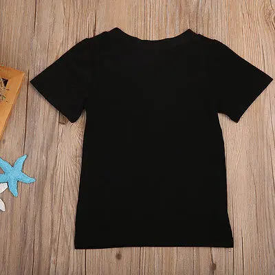 Pudcoco/Летняя Детская футболка с надписью для мальчиков и девочек хлопковая одежда