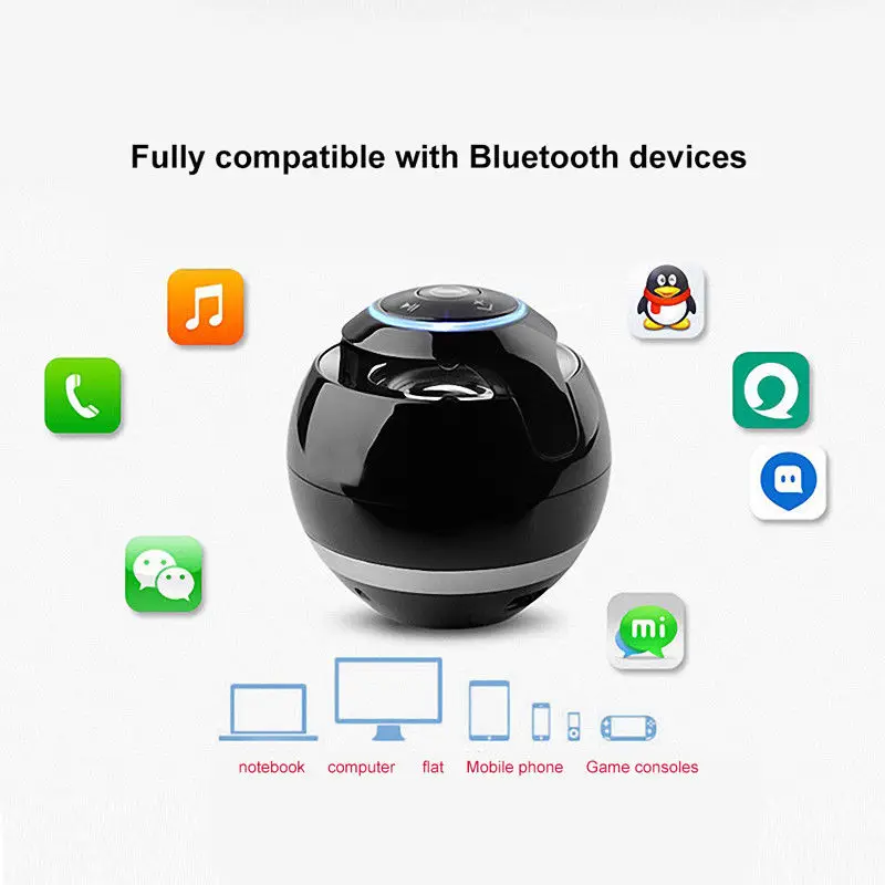 Портативный круглый беспроводной динамик Heaton Bluetooth V3.0 + TF-карта супер бас FM