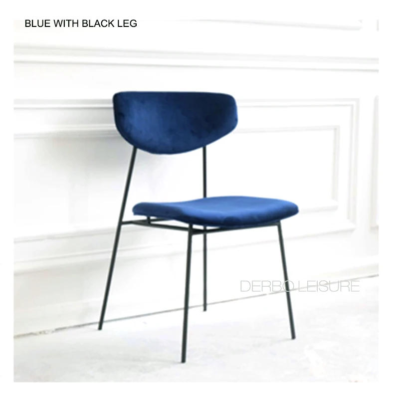 Blue Seat Black Leg Современный скандинавский дизайн модный роскошный красочный золотой черный цвет ноги ткань искусственная кожа мягкий чехол коврик обеденный стул 1 шт - Цвет: Blue Seat Black Leg