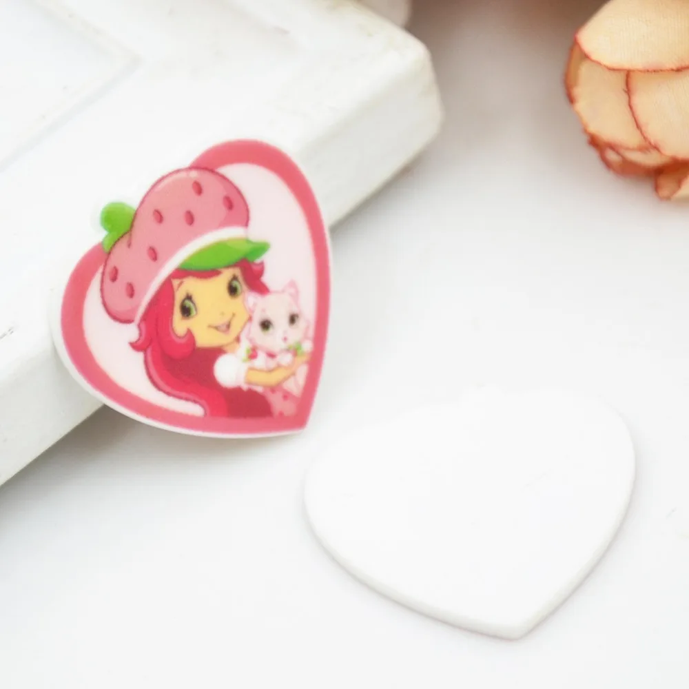 Kawaii Мультфильм плоское заднее украшение из смолы клубника короткий торт