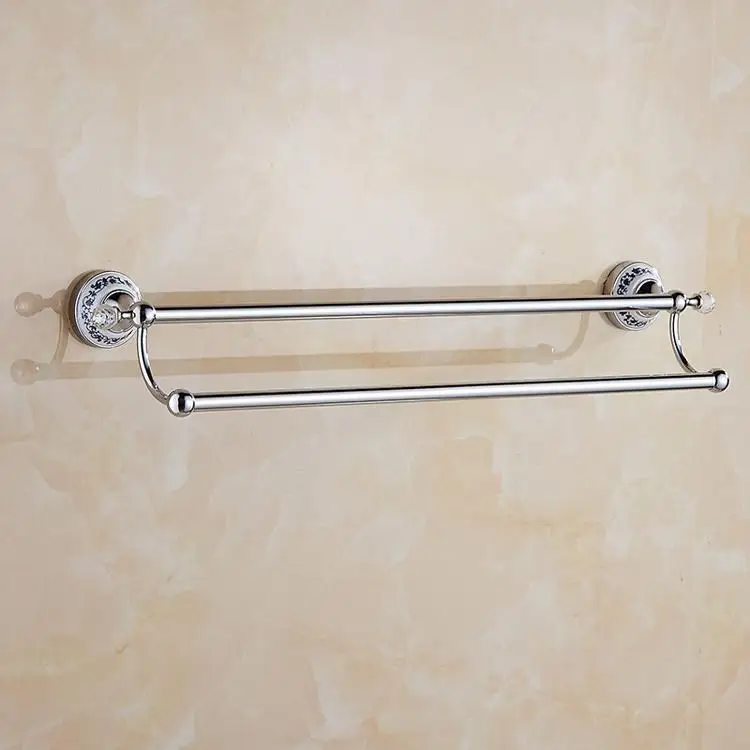 towel bar Серебряный Кристалл, аксессуары для ванной, набор, европейская хромированная отделка, керамическая пластина, антикварные аксессуары для ванной комнаты, подвесной костюм T345 - Цвет: towel bar