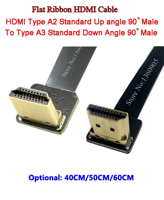 Плоский ленточный кабель 40 см/50 см/60 см мягкий гибкий HDMI со стандартным углом