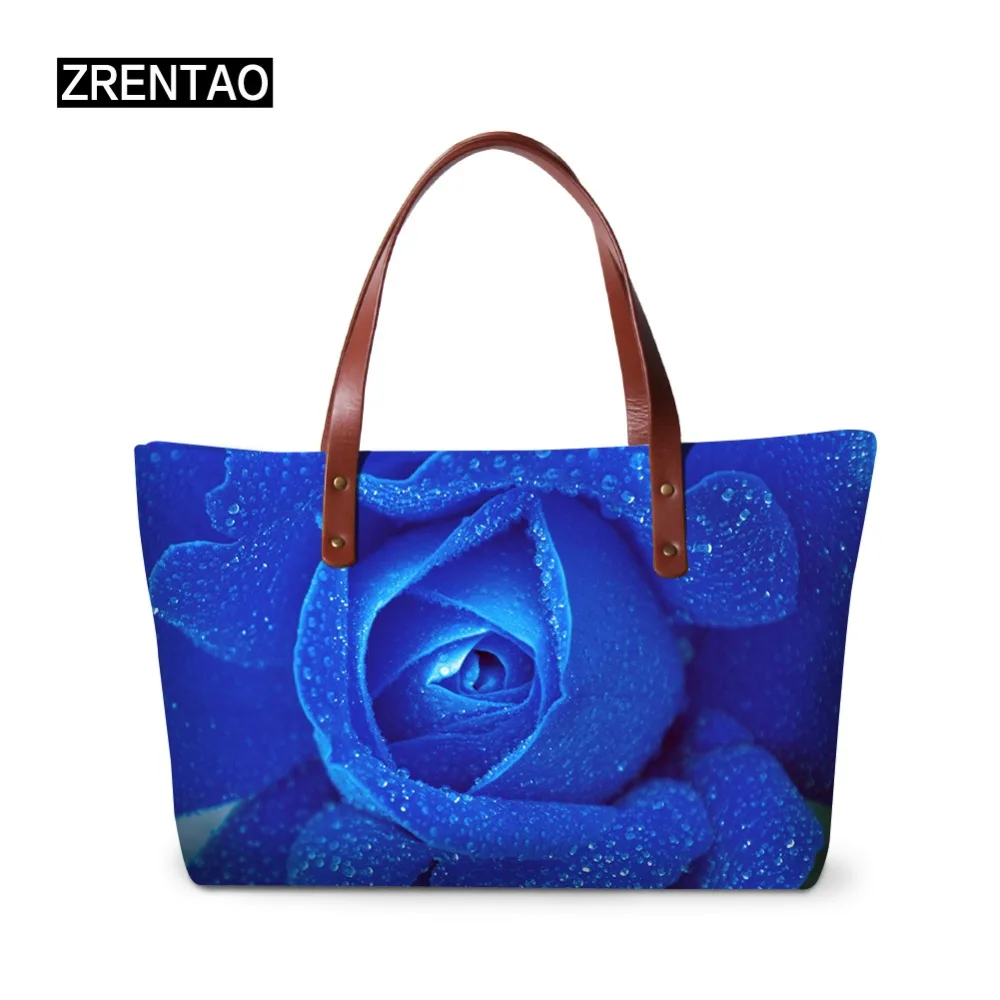 

ZRENTAO women handbags 3D flower printed beach bags high quality ladies large capacity single shoulder bags for shopping