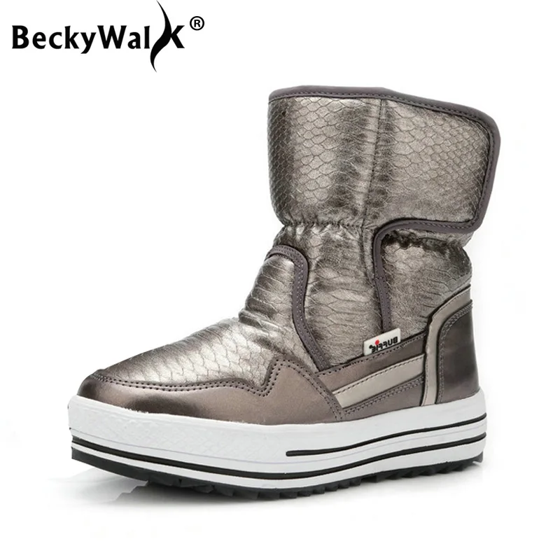 BeckyWalk/женские ботинки Зимняя женская обувь на теплом меху Водонепроницаемые