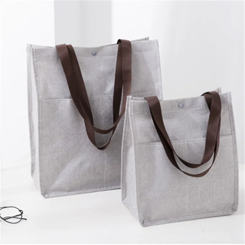 Shopping Tote Check Plaid Female Flax Canvas Shopping Bags Shoulder Bags Durable Women Student Cotton Linen Single Shoulder Bag