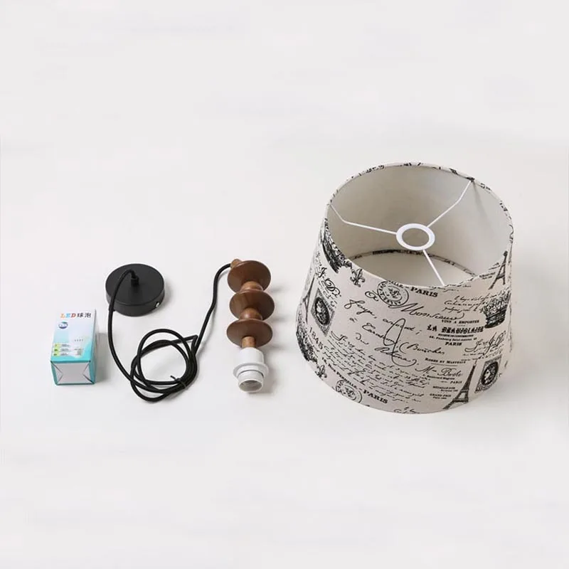 Скандинавская лампа индивидуальная тканевая подвеска барабан современная