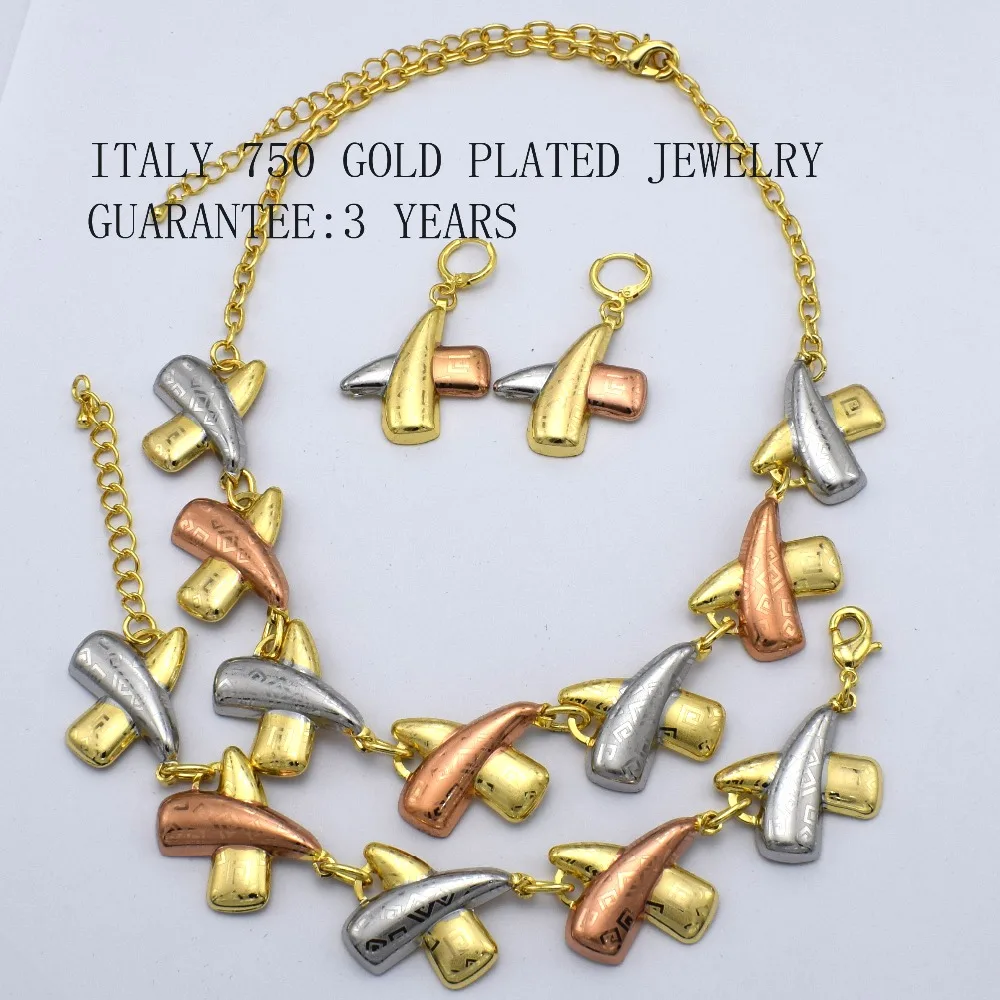 Модные высококачественные украшения комплект Италия 750 золотые серьги Цепочки и